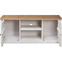 TV-møbel - Panama-serien - Massivt fyrretræ - Hvid - 120 x 40 x 50 cm Vit
