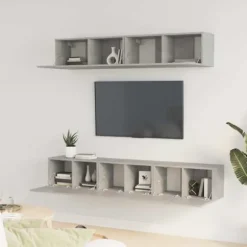 TV-møbel - Sæt 5 stk. Maison Exclusive - Betongrå - Ingeniørtræ - Væghængt Betonggrå