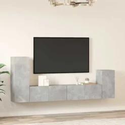 TV-møbel - Sæt 4 stk. Maison Exclusive - Betongrå - Væghængt - Ingeniørtræ Betonggrå