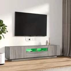TV-møbel - Sæt med 2 stk - Sonoma grå - Indbyggede RGB LED - Stor opbevaring Sonoma grå