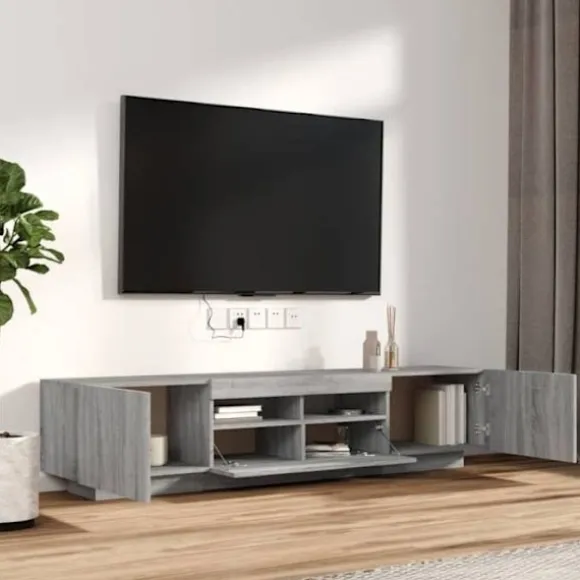 TV-møbel - Sæt med 2 stk - Sonoma grå - Indbyggede RGB LED - Stor opbevaring Sonoma grå