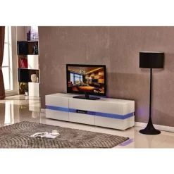 TV-møbel LED "Vida" - 177 x 39 x 45 cm - Højglans hvid Vit