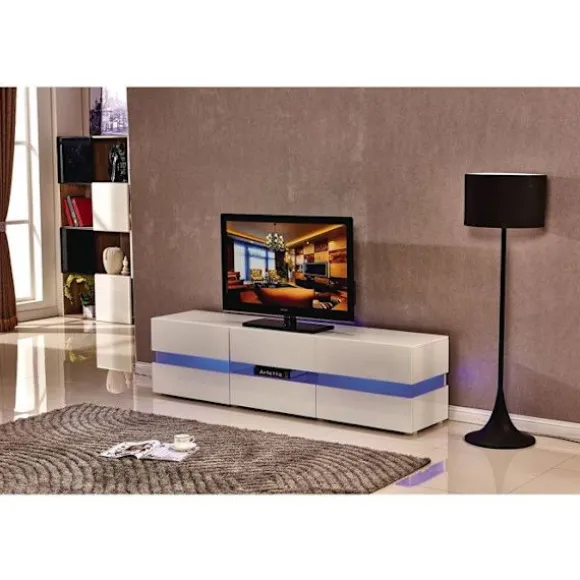 TV-møbel LED "Vida" - 177 x 39 x 45 cm - Højglans hvid Vit