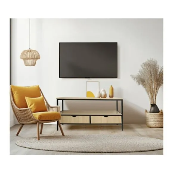 TV-møbel med skuffe i industriel stil "Detroit" - 113 x 40 x 55 cm - Beige kastanj