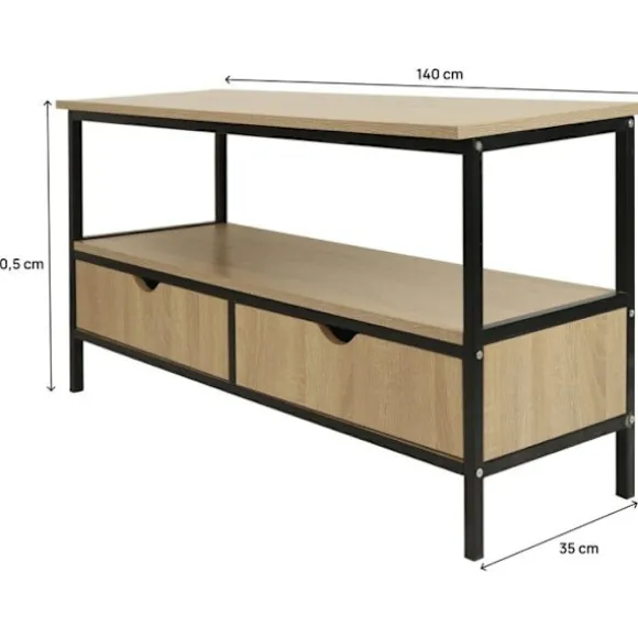 TV-møbel med skuffe i industriel stil "Detroit" - 113 x 40 x 55 cm - Beige kastanj