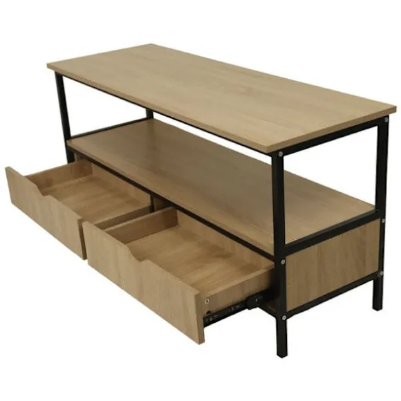 TV-møbel med skuffe i industriel stil "Detroit" - 113 x 40 x 55 cm - Beige kastanj