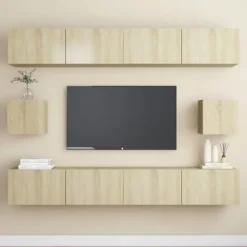 TV-møbel sæt - Maison Exclusive - 6 dele - Sonoma eg - Ingeniørtræ Sonoma ek