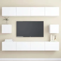 TV-møbel sæt - Maison Exclusive - 6 dele - Mat hvid - Ingeniørtræ Matt vit
