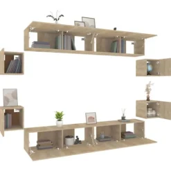 TV-møbel sæt 8 stk - Maison Exclusive - Sonoma eg - Væghængt design - Ingeniørtræ Sonoma ek