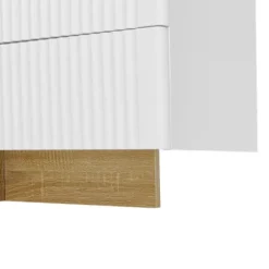 TV-skab 190 cm hvid/guld med træstruktur, 3 døre & 2 skuffer, elegant medieskab Gold+White