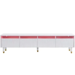 TV-skab 178 cm hvidt, minimalistisk med 4 skuffer & akryl - Stor opbevaringsplads lavet af MDF White