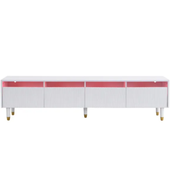 TV-skab 178 cm hvidt, minimalistisk med 4 skuffer & akryl - Stor opbevaringsplads lavet af MDF White