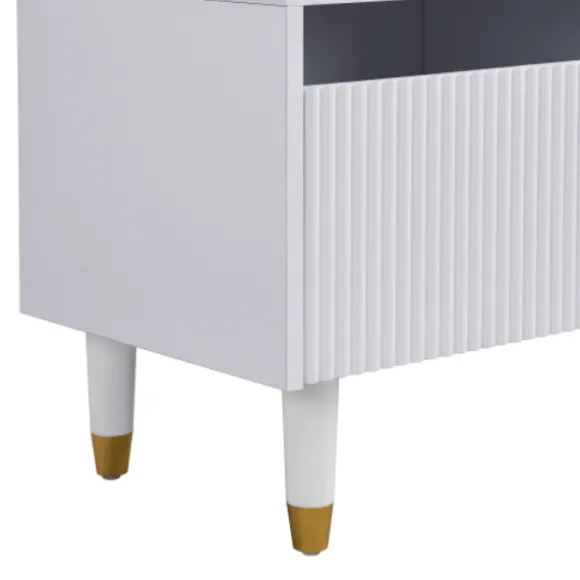 TV-skab 178 cm hvidt, minimalistisk med 4 skuffer & akryl - Stor opbevaringsplads lavet af MDF White