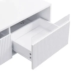 TV-skab 178 cm hvidt, minimalistisk med 4 skuffer & akryl - Stor opbevaringsplads lavet af MDF White