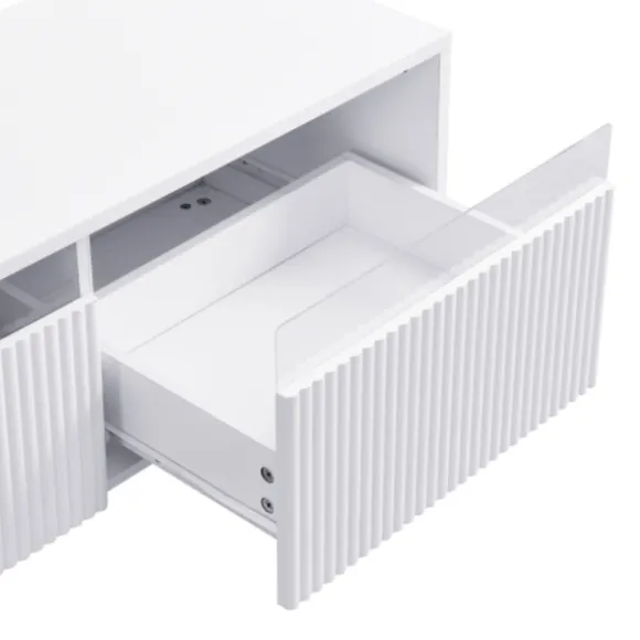 TV-skab 178 cm hvidt, minimalistisk med 4 skuffer & akryl - Stor opbevaringsplads lavet af MDF White
