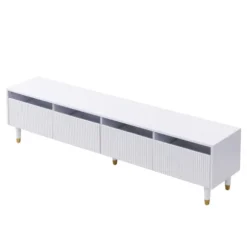 TV-skab 178 cm hvidt, minimalistisk med 4 skuffer & akryl - Stor opbevaringsplads lavet af MDF White