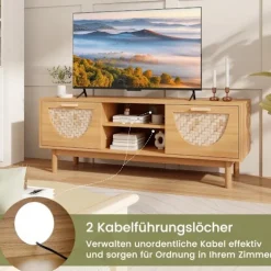 Tv-skab med 2 skuffer og åbne hylder til tv'er op til 55 tommer tv-lowboard tv-skab
