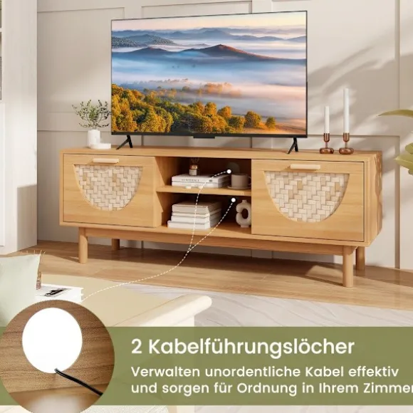 Tv-skab med 2 skuffer og åbne hylder til tv'er op til 55 tommer tv-lowboard tv-skab