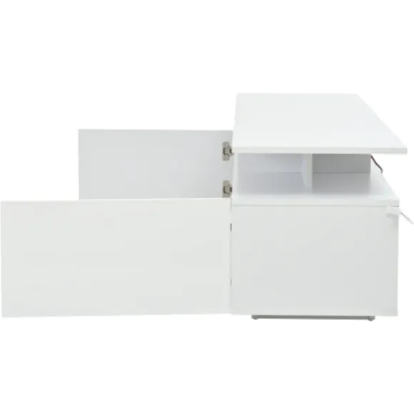 TV-skab med LED-lys, 160x40x45 cm, med 2 skabe & 8 hylder, til TV op til 70 tommer, højglans White