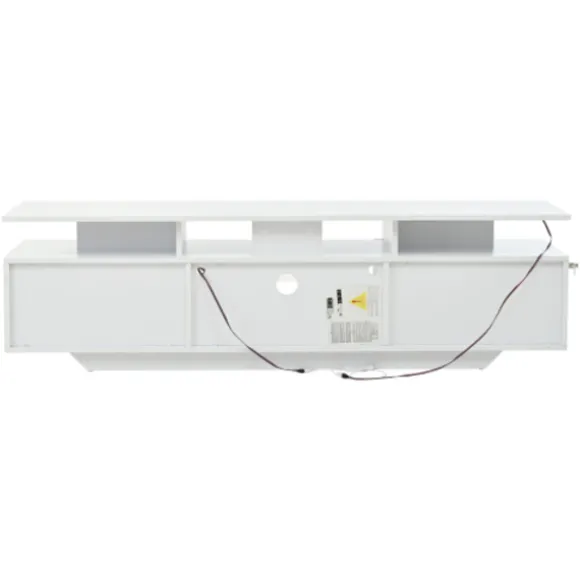 TV-skab med LED-lys, 160x40x45 cm, med 2 skabe & 8 hylder, til TV op til 70 tommer, højglans White