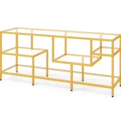 Tv-skab Tv-bord til fjernsyn op til 65 tommer Tv-bord guld 147 x 40 x 62 cm