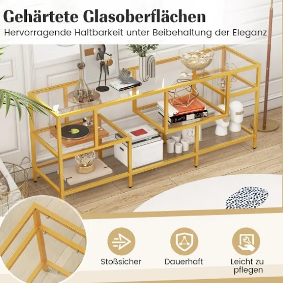 Tv-skab Tv-bord til fjernsyn op til 65 tommer Tv-bord guld 147 x 40 x 62 cm