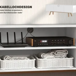 TV-skab, TV-stander til fjernsyn op til 65 tommer, lowboard med 2 skabe og 2 hylder, TV-skab til stue, 150 x 39 x 50 cm hvid