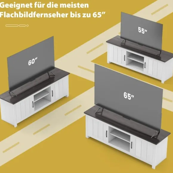 TV-stander med 2 døre & 2 skabe og åbne hylder TV-stander til TV op til 65" mørkegrå