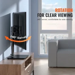 TV-stander med kabelstyring til mellemstore skærme, universel TV-standerfod med højdejusterbare og drejelige funktioner, stabilt bord-TV-stativ