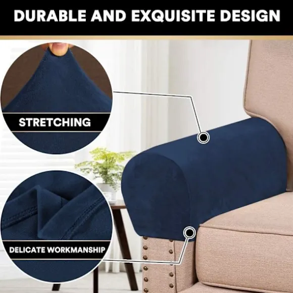 Tykk Fløjl Stretch Armlænsbetræk til Stole og Sofaer Lænestolsbetræk til Arme Sofa Armbetræk Armlænsbetræk til Sofaer