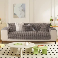 Tykke Kanin Plys Sofa Betræk 1 2 3 Sæders, Sjove Fuzzy Sofa Betræk, Varmt Fløjl Sofa Pude Betræk (70x210cm)