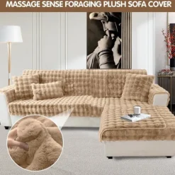 Tykke Kanin Plys Sofa Betræk 1 2 3 Sæders, Skridsikker Sofa Betræk, Sjove Fuzzy Sofa Betræk, Varmt Fløjl Sofa Pude Betræk (70x180cm)