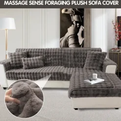 Tykke Kanin Plys Sofa Betræk 1 2 3 Sæders, Skridsikker Sofa Betræk, Sjove Fuzzy Sofa Betræk, Varmt Fløjl Sofa Pude Betræk (70x120cm)