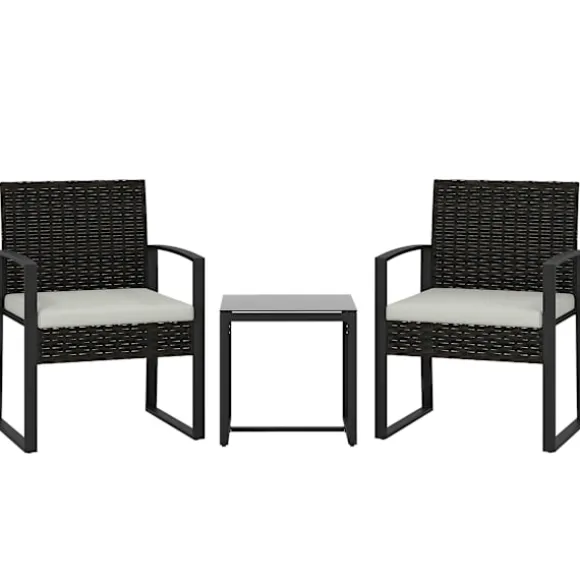 Udendørs altanmøbelsæt, rattan, polstret, 3 dele