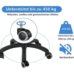 Udskiftningshjul til kontorstol til hårde gulve - 5-pak - 11 mm / 22 mm - Til gamingstole, drejestole, Pr-FF1-{AZC}