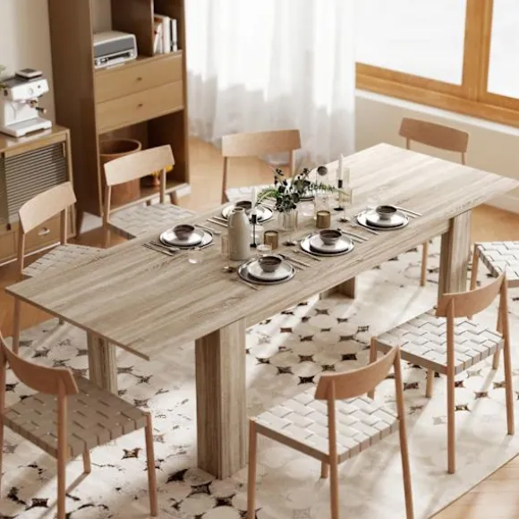Udtrækkeligt spisebord, 180-260 cm, sæder 6-10, træ