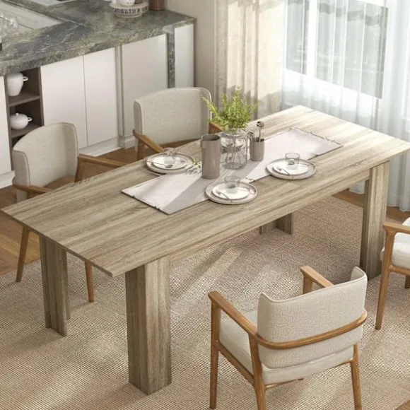 Udtrækkeligt spisebord, 180-260 cm, sæder 6-10, træ