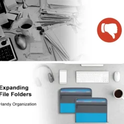 Udvidelige filmapper, 13 lommer dokumentarrangør med lynlås, A4 brevstørrelse bærbare harmonika udvidelige filmapper med 27 stk flerfarvede etiketter Blue | Fyndiq