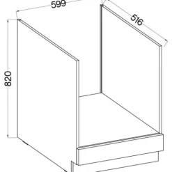 Underdel til indbygningsovn med bordplade - Matgrå - L 60 x D 51,6 x H 85 cm - LASSEN Matt grå
