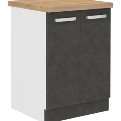 Underskab med 2 hængslede døre - Matgrå - L 60 x D 51,6 x H 85 cm - LASSEN Matt grå