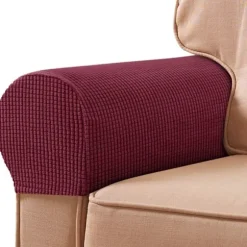 Universal Armlæn Beskytter, Polyester Fiber Armlæn Betræk Sofa, Bedre Beskyttelse Af Din Sofa Arm Mod Slid Stræk Armstol Betræk (2stk, Vinrød)