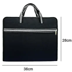 Vandtæt Canvas Opbevaringsmappe Bærbar Aktetaske Multi-lags Indsætsmappe Black Shape1