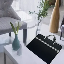 Vandtæt Canvas Opbevaringsmappe Bærbar Aktetaske Multi-lags Indsætsmappe Black Shape1