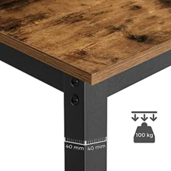VASAGLE Barbord, Industrielt køkkenbord, Spisebord, Trælook, 120 x 60 x 90 cm