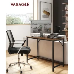 Vasagle computer skrivebord, skrivebord, lille kontorbord, 50 x 100 x 75 cm, brun og sort