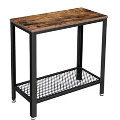 Vasagle industrielt sidebord, endebord, sengebord med netthylde, rustik brun