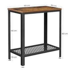 Vasagle industrielt sidebord, endebord, sengebord med netthylde, rustik brun