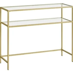 Vasagle -konsolbord, hærdet glasbord, moderne sofa- eller entrebord, guld