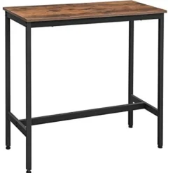 Vasagle, lille rektangulært køkkenbord, stålramme, 100 x 40 x 90 cm, rustikbrun og sort