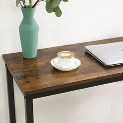 Vasagle, lille rektangulært køkkenbord, stålramme, 100 x 40 x 90 cm, rustikbrun og sort